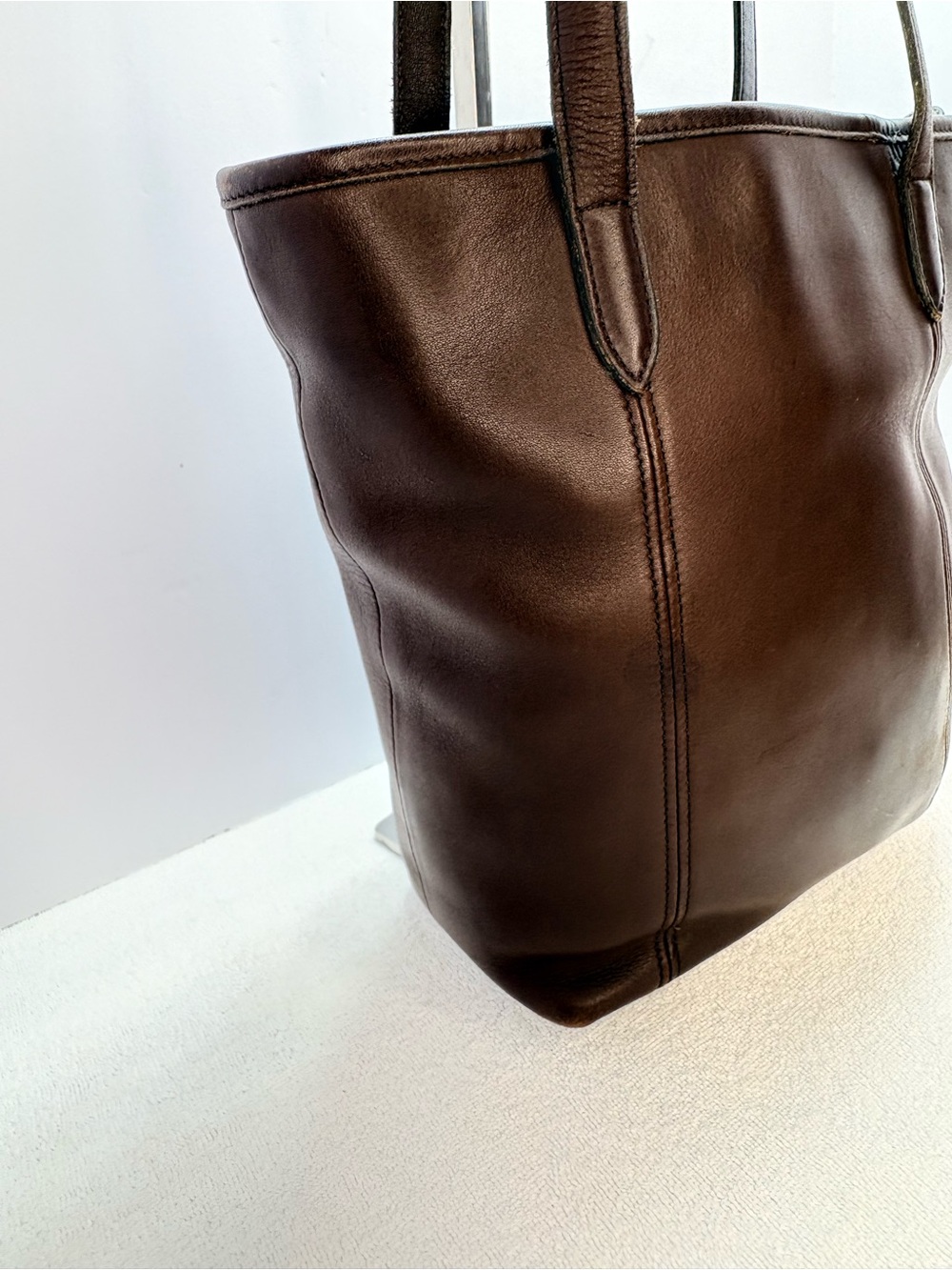 Coach Classic Brown Leather Tote Bag - Women's Shoulder Tote - Picture 3 of 17